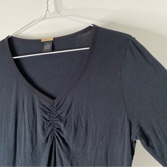 Magaschoni Black V-Neck Cropped Sleeve Top - Picture 3 of 6